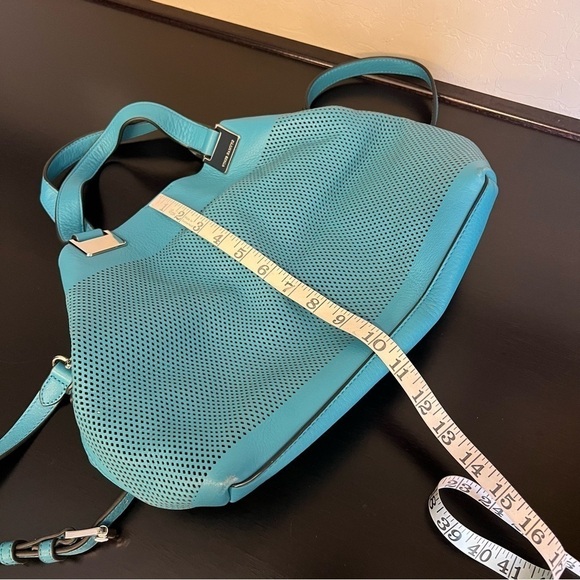 Vince Camuto Beatt blue Moon perforated leather satchel bag with strap EUC - Picture 10 of 16